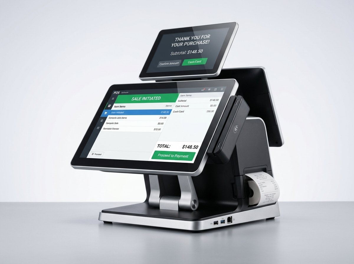 جهاز كاشير لمس متكامل All-in-One بشاشة مزدوجة